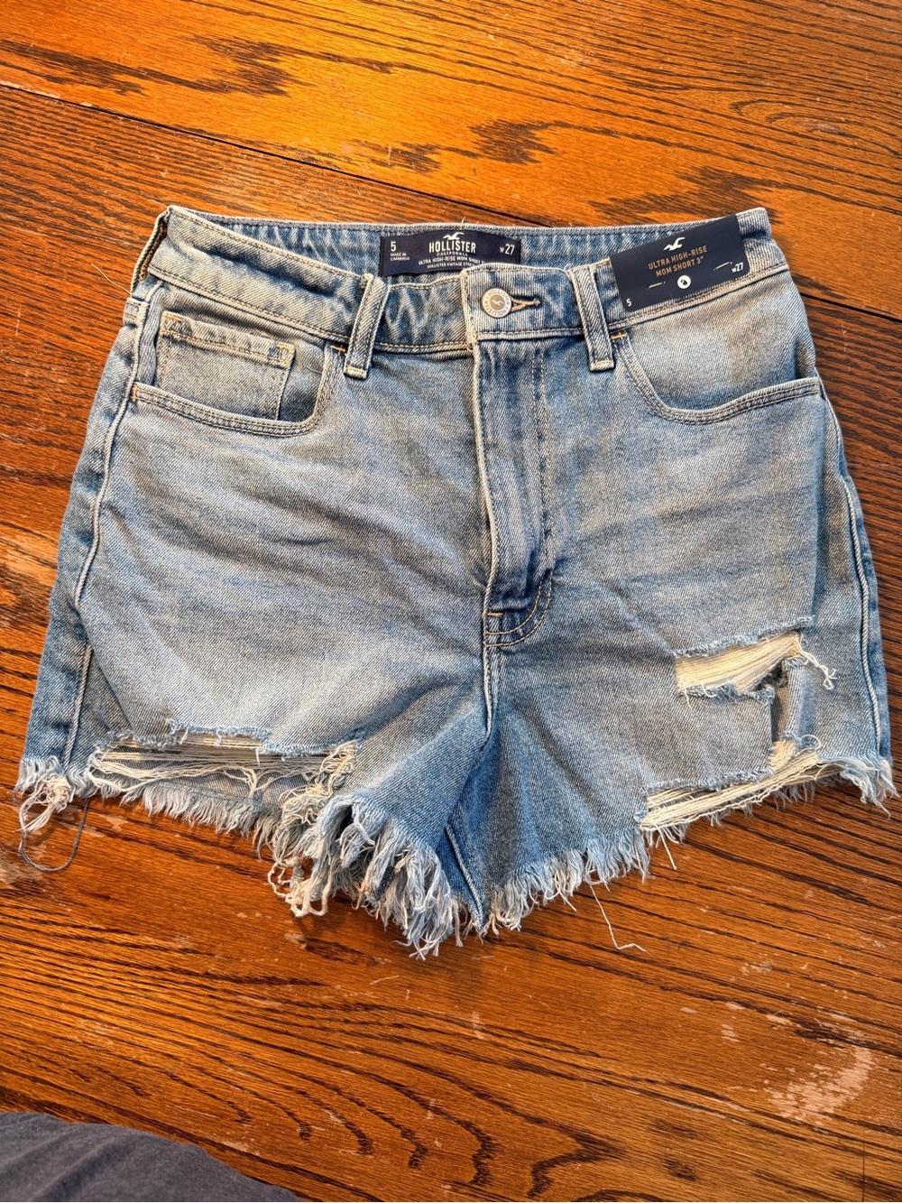 Hollister Light Wash Distressed Denim Cutoff Shorts